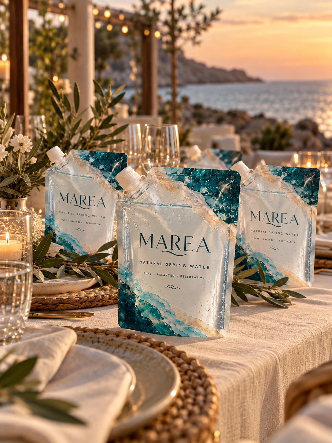 MAREA pouches served at an elegant outdoor event